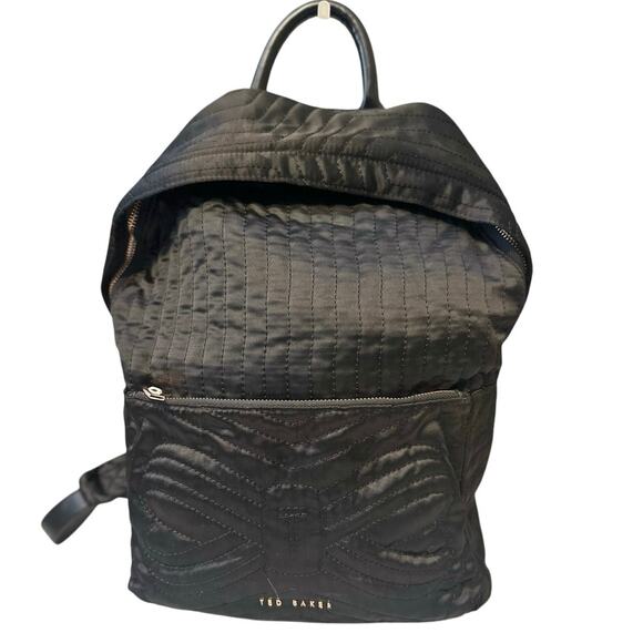 Ted Baker Backpack Black Akija Satin Quilted Bow Large School Travel Bag - Picture 3 of 13